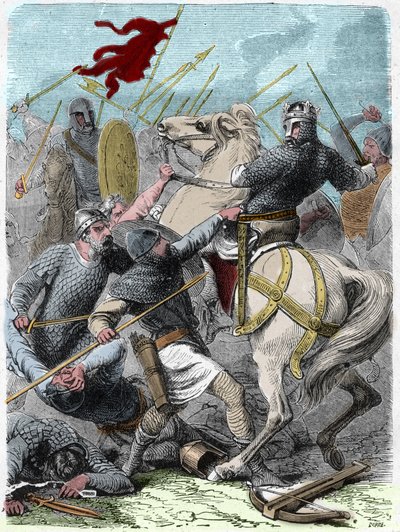 قال لويس السادس إن "الجروس" (1081 - 1137) ، في معركة برينفيل ، حاول أخذ نورماندي من الملك هنري الأول ملك إنجلترا عام 1119. نقش في "" لوحات "هيستوار دو فرانس أون سينت" لبول ليوجور "" 1891. بواسطة المدرسة الفرنسية