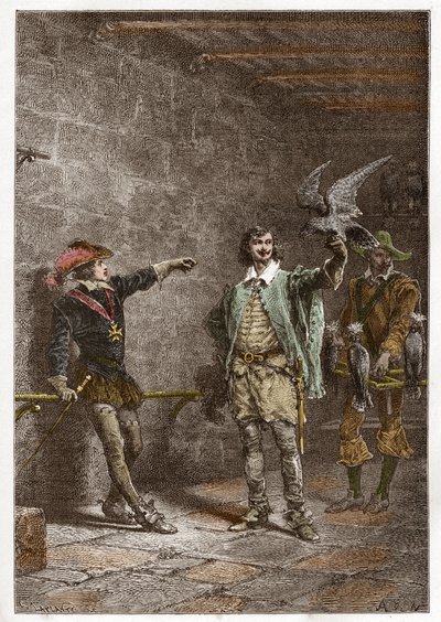لويس الثالث عشر (1601-1643) ، ديت لو جوست ، في السادسة عشرة من عمره ، ومفضله تشارلز ألبرت ، دوق لوين (1620-1690) - لويس الثالث عشر في السادسة عشرة ، وشارلز ألبرت المفضل ، دوق لوين - نقش من "" تاريخ فرنسا روى لأحفادي " بواسطة المدرسة الفرنسية