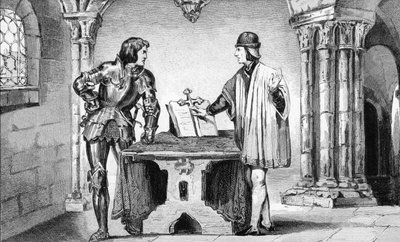 لويس الحادي عشر (1423-1483) محتجز تحت الإقامة الجبرية من قبل تشارلز بولد (1433-1477) من "تاريخ فرنسا" من قبل كولارت ، نُشر عام 1840 بواسطة المدرسة الفرنسية