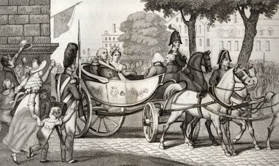لويس الثامن عشر (1755-1824) يدخل باريس عند ترميم عام 1814 ، من "هيستوار دو فرانس" بقلم كولارت ، نُشر عام 1840 بواسطة المدرسة الفرنسية