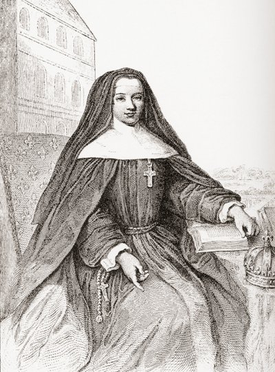 Louise Adéla d&39;de d&39;Orléans، 1698 1743. Abbess of Chelles. من Les Heures Libres تم نشره عام 1908. بواسطة المدرسة الفرنسية