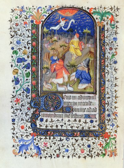MS 1278 fol.106v البشارة إلى الرعاة ، من Heures a lusage de Troyes ، من قبل استوديو سيد ساعة روهان ، ج ، 1413-20 بواسطة المدرسة الفرنسية