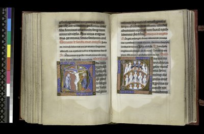 MS 300 f.198v-199r، Suffrage to the Cross and Suffrage to Angels، from the Psalter and Hours of Isabella of France، Paris، c.1265-70 (قلم وحبر وتمبرا على ورق) بواسطة المدرسة الفرنسية