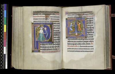MS 300 f.199v-200r ، حق الاقتراع للقديس يوحنا المعمدان والاقتراع للقديس بطرس ، من سفر المزامير وساعات إيزابيلا الفرنسية ، باريس ، حوالي 1265-70 (قلم حبر وحبر وتمبرا على ورق) بواسطة المدرسة الفرنسية