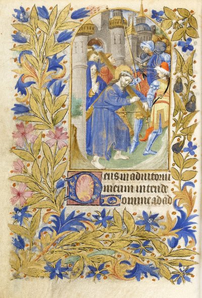 MS 39-1950 f.146v المسيح يحمل الصليب ، 1464 (الذهب والفضة والحبر الملون على الرق) بواسطة المدرسة الفرنسية