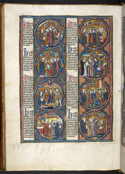 آنسة. Harley 1527، f.80v، miniature from Bible moralisée (vellum) بواسطة المدرسة الفرنسية