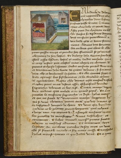 ^ MS Hunter 252 008v Page من Hundred News News ، c.1461-62 بواسطة المدرسة الفرنسية