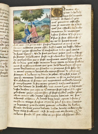 ^ MS Hunter 252 026r صفحة من Hundred News News ، c.1461-62 بواسطة المدرسة الفرنسية
