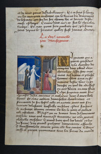 MS Hunter 252 036v صفحة من Hundred News News ، c.1461-62 بواسطة المدرسة الفرنسية