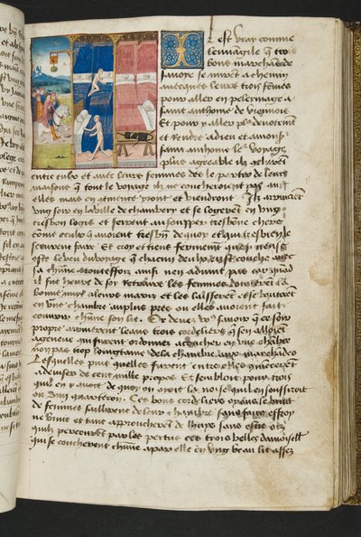 ^ MS Hunter 252 070r صفحة من Hundred News News ، c.1461-62 بواسطة المدرسة الفرنسية