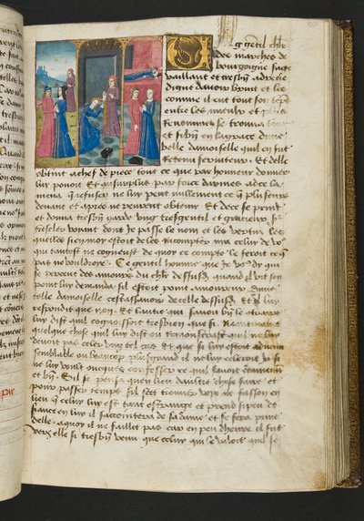 ^ MS Hunter 252 080r صفحة من Hundred News News ، c.1461-62 بواسطة المدرسة الفرنسية