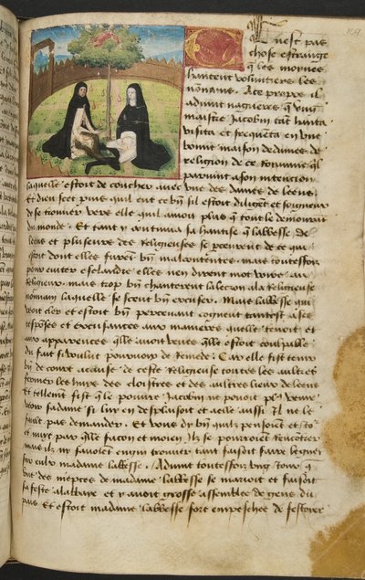 ^ MS Hunter 252 109r صفحة من Hundred News News ، c.1461-62 بواسطة المدرسة الفرنسية