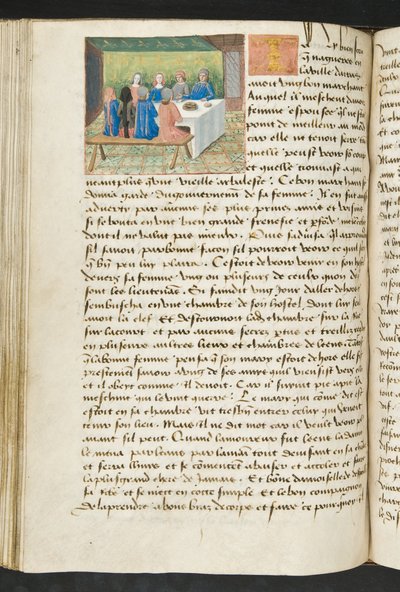 ^ MS Hunter 252113v صفحة من Hundred News News ، c.1461-62 بواسطة المدرسة الفرنسية