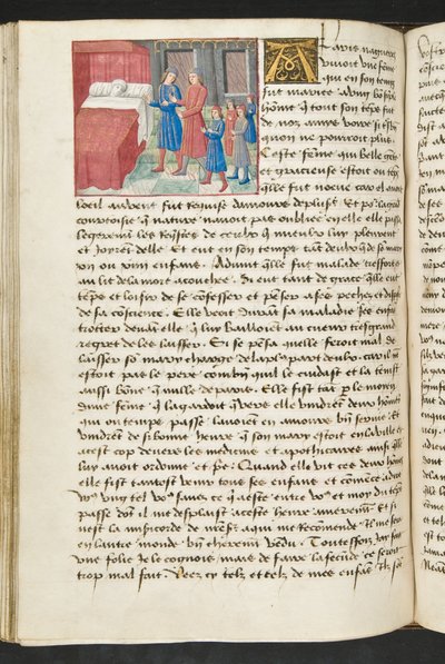 ^ MS Hunter 252116v صفحة من Hundred News News ، c.1461-62 بواسطة المدرسة الفرنسية