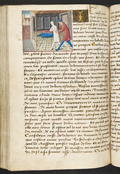 ^ MS Hunter 252 149v صفحة من Hundred News News ، c.1461-62 بواسطة المدرسة الفرنسية