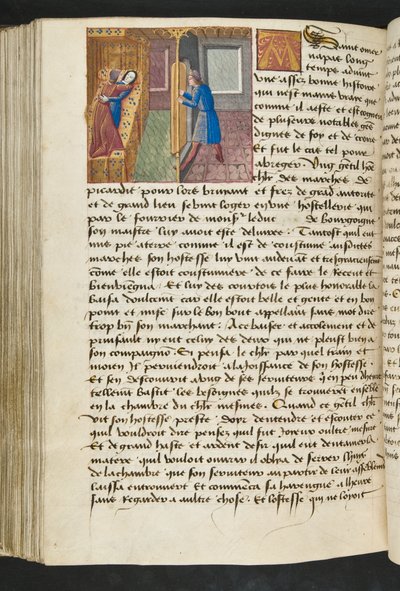 ^ MS Hunter 252 154v صفحة من Hundred News News ، c.1461-62 بواسطة المدرسة الفرنسية