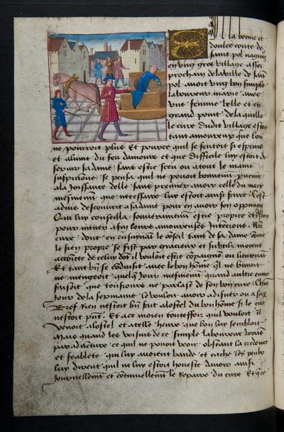 ^ MS Hunter 252 157v صفحة من Hundred News News ، c.1461-62 بواسطة المدرسة الفرنسية