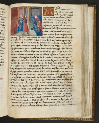 ^ MS Hunter 252 180r صفحة من Hundred News News ، c.1461-62 بواسطة المدرسة الفرنسية