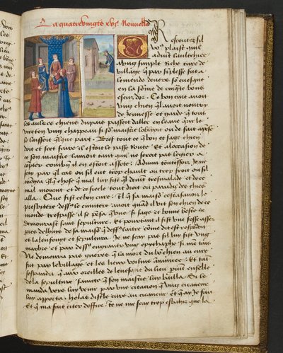 ^ MS Hunter 252 192r صفحة من Hundred News News ، c.1461-62 بواسطة المدرسة الفرنسية