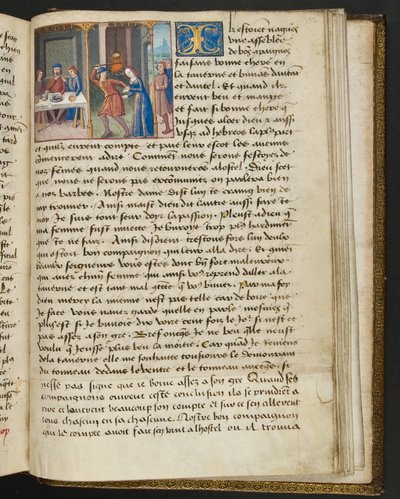 ^ MS Hunter 252 193r صفحة من Hundred News News ، c.1461-62 بواسطة المدرسة الفرنسية