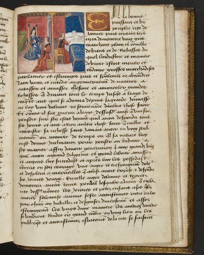 ^ MS Hunter 252 197r صفحة من Hundred News News ، c.1461-62 بواسطة المدرسة الفرنسية