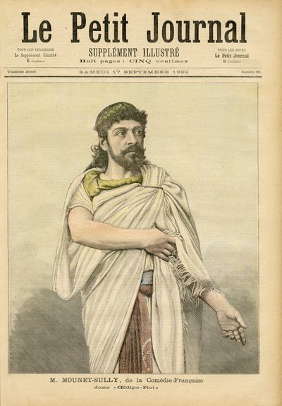 مونيه سولي في Oedipus Rex في Comédie-Française ، الغلاف الأمامي لمجلة Le Petit Journal بواسطة المدرسة الفرنسية