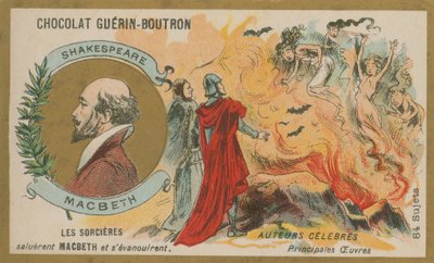 ماكبث ، بطاقة Chocolat Guerin-Boutron التجارية بواسطة French School