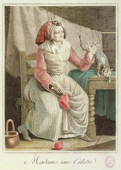 مدام سانس كولوت 1792 (نقش ملون) بواسطة المدرسة الفرنسية