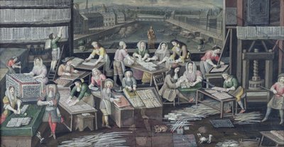 تصنيع أوراق اللعب في منزل في مكان دوفين ، تصميم مروحة ، c.1680 بواسطة المدرسة الفرنسية