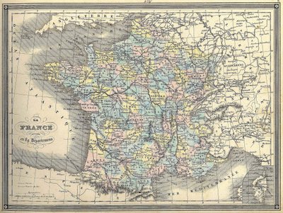 خريطة فرنسا - في "" Atlas universel "بقلم Vuillemin ، كاليفورنيا. 1851 بواسطة المدرسة الفرنسية