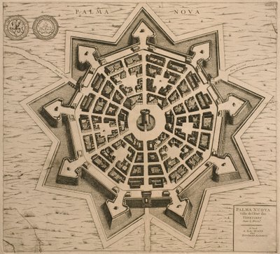 خريطة بالمانوفا ، من Les Villes de Venetie ، 1704 ، نشرها Rutgert Alberts في لاهاي بواسطة French School