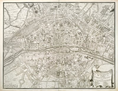 خريطة باريس ، من LAtlas de Paris بواسطة Jean de la Caille ، 1714 بواسطة French School