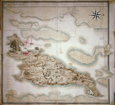 خريطة للجيش رود في وقت احتلالها من قبل الجيش الفرنسي 1780-81 بناء على أوامر جان بابتيست دي فييمور (1725-1807) كونت روشامبو بواسطة المدرسة الفرنسية