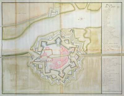 خريطة ساس فان جنت ، هولندا ، 1747 (قلم وحبر ومرحاض على ورق) بواسطة المدرسة الفرنسية