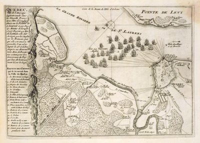 خريطة لحصار كيبيك من قبل الأسطول البريطاني ، 1670 بواسطة المدرسة الفرنسية