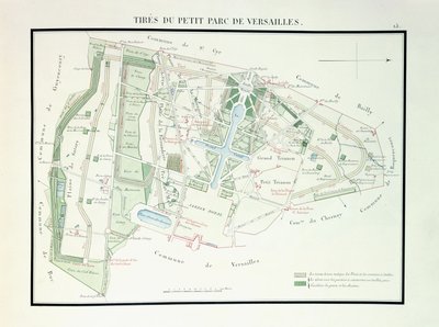 خريطة حديقة فرساي الصغيرة ، 1818-1819 بواسطة المدرسة الفرنسية