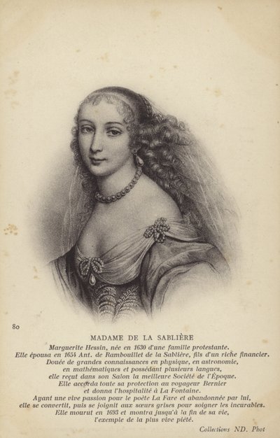 مارغريت دي لا سابليير (حوالي 1640-1693)، فنانة صالون فرنسية (ليثو) بواسطة المدرسة الفرنسية