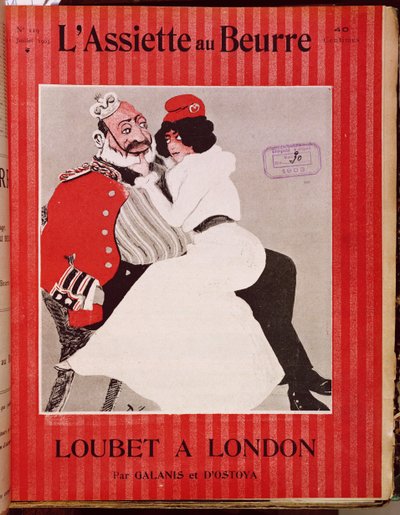 ماريان جالسة على ركبتي الملك إدوارد السابع (1841-1910) ، غلاف LAssiette au Beurre ، 11 يوليو 1903 بواسطة المدرسة الفرنسية