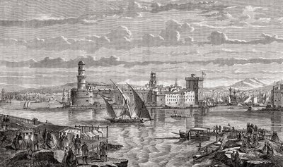 مرسيليا خلال القرن الثامن عشر ، نقشت بواسطة Pibaraud بعد Le Breton ، من "Histoire de la Revolution Française" بواسطة Louis Blanc (1811-1882) بواسطة المدرسة الفرنسية