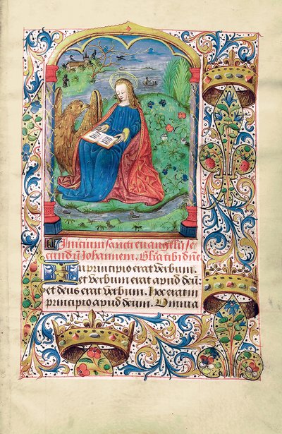 مريم المجدلية في البرية ، رسم توضيحي من "كتاب الصلوات ، استخدام لانجر" ، حوالي 1500 بواسطة المدرسة الفرنسية