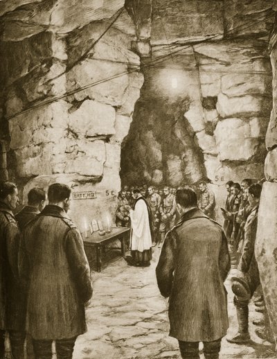 تم أخذ القداس قبل المعركة داخل الكهوف الفرنسية ، 1914-1919 بواسطة المدرسة الفرنسية