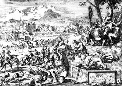 مذبحة في أيرلندا عام 1644 ، ج .1685 بواسطة المدرسة الفرنسية
