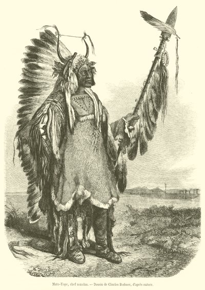 Mato-Tope, chef mandan (engraving) بواسطة المدرسة الفرنسية