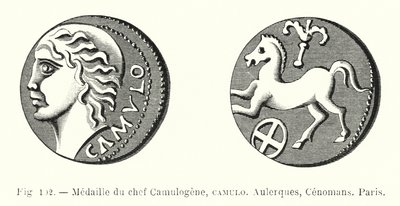 ميدالية الشيف Camulogene ، Camulo ، Aulerques ، Cenomans ، باريس (نقش) بواسطة المدرسة الفرنسية