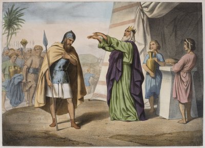 نعمة ملكي صادق إبراهيم ، رسم توضيحي من التعليم المسيحي Listoire Sainte ، نشره Charles Delagrave ، باريس بواسطة المدرسة الفرنسية