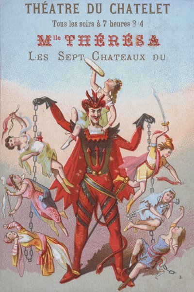 Mephistopheles يتدلى الرجال والنساء في سلاسل (لون ليثو) بواسطة المدرسة الفرنسية
