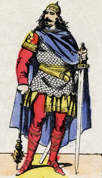 سلالة Merovingian: صورة تشارلز مارتل (v. 688-741) عمدة القصر من 737 إلى 741. تصوير إبينالي من نهاية القرن التاسع عشر. مجموعة خاصة. بواسطة المدرسة الفرنسية