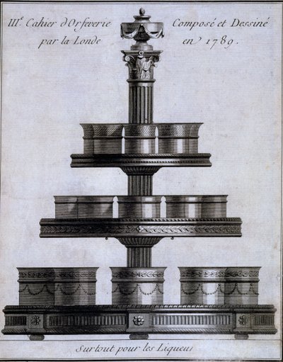 الأعمال المعدنية: مجموعة من أكواب المسكرات على حامل ، 1780-96 بواسطة المدرسة الفرنسية