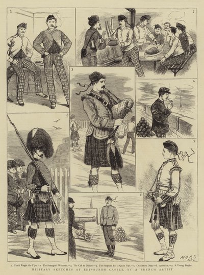Military Sketches at Edinburgh Castle (engraving) بواسطة المدرسة الفرنسية