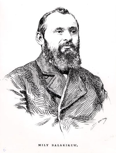 ميلي أليكسييفيتش بالاكيرف (1837-1910) ، رسم توضيحي من "تاريخ الموسيقى في روسيا" لألبرت سوبيس ، نُشر في باريس بواسطة المدرسة الفرنسية